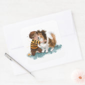 Sticker Carré Sheltie and Boy Dog Hug (Enveloppe)