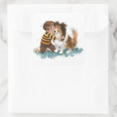 Sticker Carré Sheltie and Boy Dog Hug (Sac)