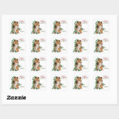 Sticker Carré Shetland Sheepdog Red Berry Holly Noël (Feuille)