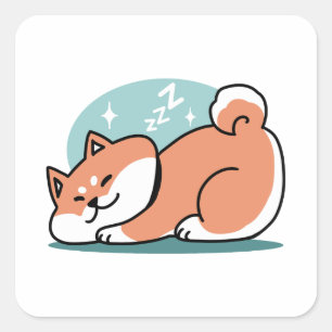 Sticker Carré Shiba Inu Art : Juste un Shiba Lying Low