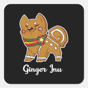 Sticker Carré shiba inu Don de chien pour Noël