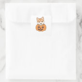 Sticker Carré Shiba Inu En Chiens Doux Citrouille Joyeux Hallowe (Sac)