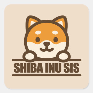 Sticker Carré SHIBA INU SIS - Conception de sœur Shiba Inu migno