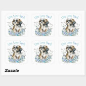 Sticker Carré Shih Tzu Chien Maman Florale (Feuille)
