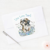 Sticker Carré Shih Tzu Chien Maman Florale (Enveloppe)