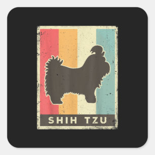 Sticker Carré Shih Tzu   Chih Tzu Chien Vintage Retro