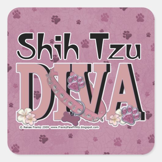 Sticker Carré Shih Tzu DIVA (Devant)