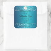 Sticker Carré Shimmery Turquoise Logo Initiales Parties scintill (Sac)