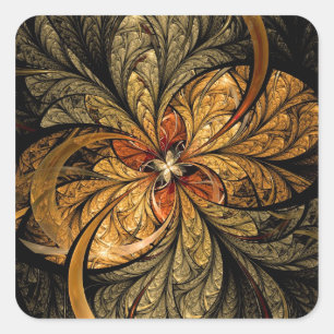 Sticker Carré Shining Leaves Fractal