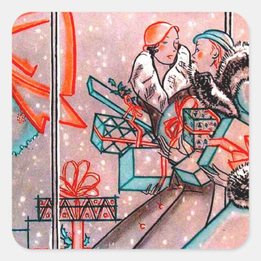 Sticker Carré Shopping de Noël (Devant)