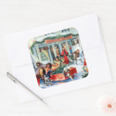 Sticker Carré shopping de Noël rétro (Enveloppe)