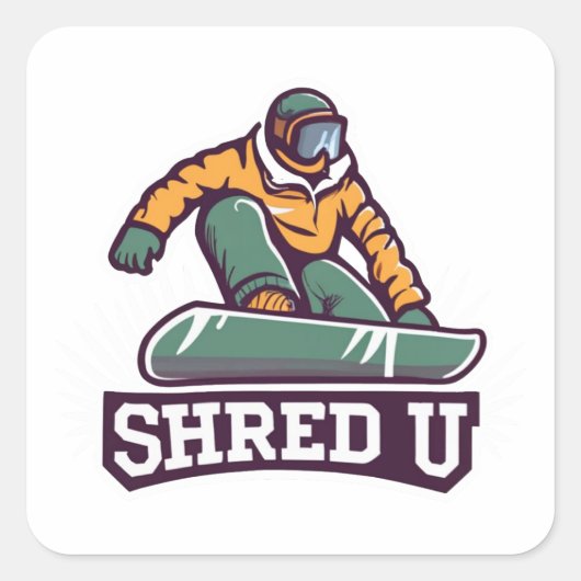 Sticker Carré Shred University Snowboard (Devant)