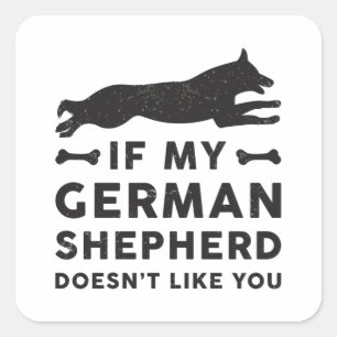 Sticker Carré Si mon berger allemand Amoureux des chiens Vintage