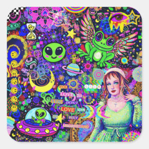 Sticker Carré Si tu m'aimes tu ne m'aimes pas Trippy Frog Ali