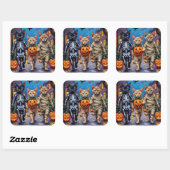 Sticker Carré Siamese Cats Trick-or-Treating Halloween Costumes (Feuille)