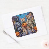Sticker Carré Siamese Cats Trick-or-Treating Halloween Costumes (Enveloppe)