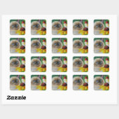 Sticker Carré Siamese Kitten & Hummingbird (Feuille)