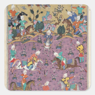 Sticker Carré Siavosh Jouer Polo avec Afrasiab