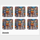 Sticker Carré Siberian Cats Trick-or-Treating Halloween Costumes (Feuille)