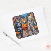 Sticker Carré Siberian Cats Trick-or-Treating Halloween Costumes (Enveloppe)
