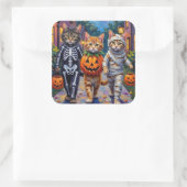Sticker Carré Siberian Cats Trick-or-Treating Halloween Costumes (Sac)
