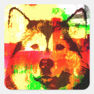 Sticker Carré Sibérie Husky Chig Art