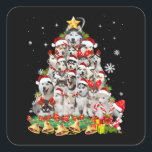 Sticker Carré Sibérie Husky Christmas Tree Lumières Drôle Chien<br><div class="desc">Sibérie Husky Christmas Tree Lumières Drôle Chien</div>