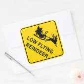 Sticker Carré Signal d'avertissement de Noël - Basse renne volan (Enveloppe)