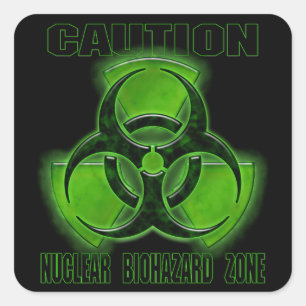 Sticker Carré Signal de prudence en cas de biodanger nucléaire