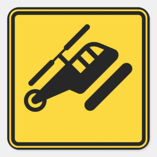 Sticker Carré Signal d'hélicoptère de prudence