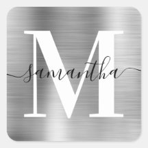 Signature élégante Monogramme moderne Silver Foil