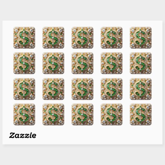 Sticker Carré Signe Dollar (Feuille)