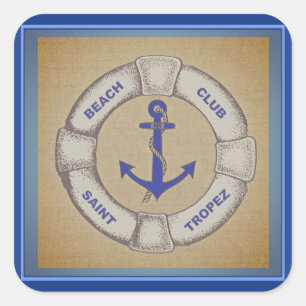 Sticker Carré Signe nautique de Tropez de saint de club de plage