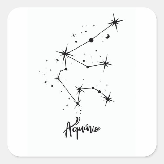 Sticker Carré SIGNE Zodiaque Aquarius Cadeau astrologie Aquarius (Devant)