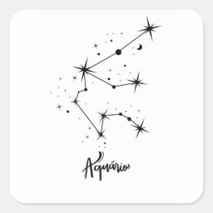 Sticker Carré SIGNE Zodiaque Aquarius Cadeau astrologie Aquarius