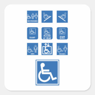 Sticker Carré Signes d'accessibilité pour fauteuil roulant