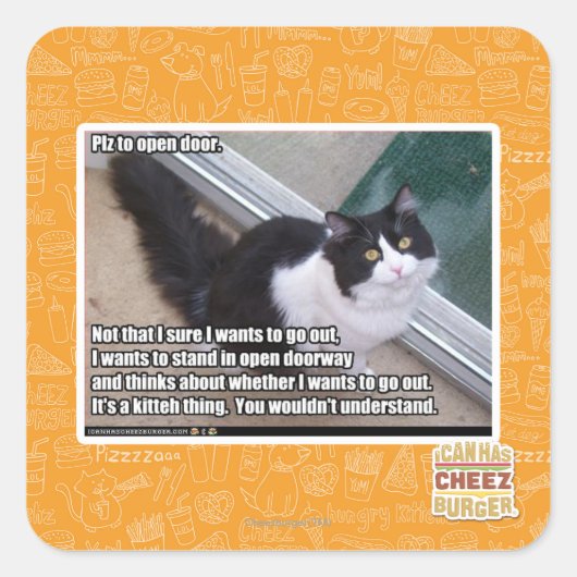 Sticker Carré S'il vous plaît ouvrir la porte (Devant)