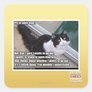 Sticker Carré S'il vous plaît ouvrir la porte