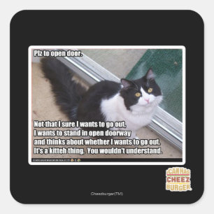 Sticker Carré S'il vous plaît ouvrir la porte