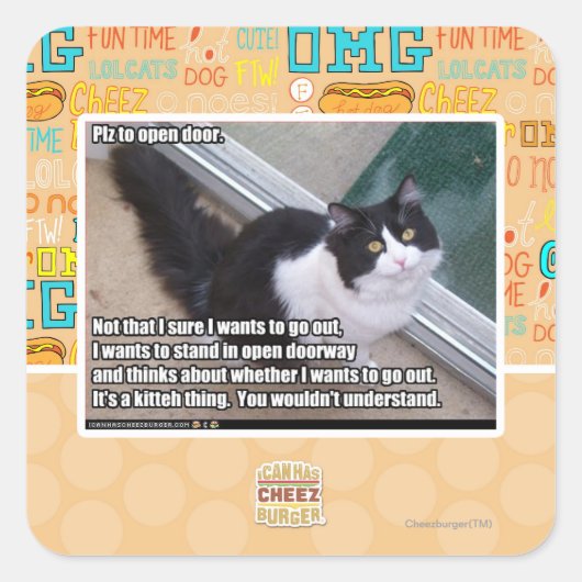 Sticker Carré S'il vous plaît ouvrir la porte (Devant)