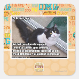 Sticker Carré S'il vous plaît ouvrir la porte