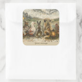 Sticker Carré Silent Watching Whimsical Farmhouse Animals  (Sac)