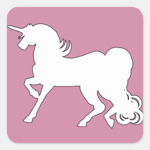 Sticker Carré Silhouette blanche de licorne