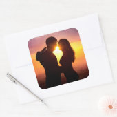 Sticker Carré Silhouette Couple Au coucher Du Soleil (Enveloppe)