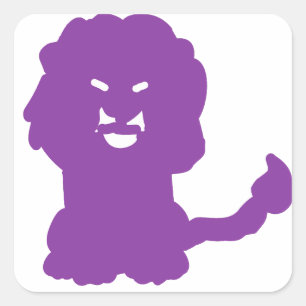 Sticker Carré Silhouette d'animal Lion Violet