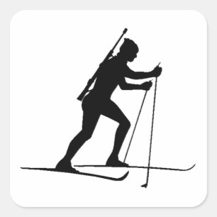 Sticker Carré Silhouette de Biathlete