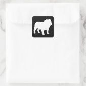Sticker Carré Silhouette de Bulldog anglais blanc (Sac)