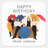 Sticker Carré Silhouette de caractères FRIENDS™ | Balise cadeau (Devant)