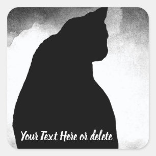 Sticker Carré Silhouette de chat noir