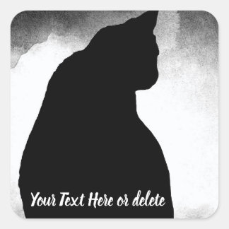 Sticker Carré Silhouette de chat noir
